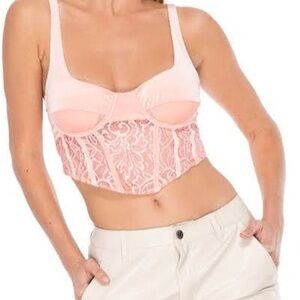 AFRM Blush Lace Underwire cropped tank